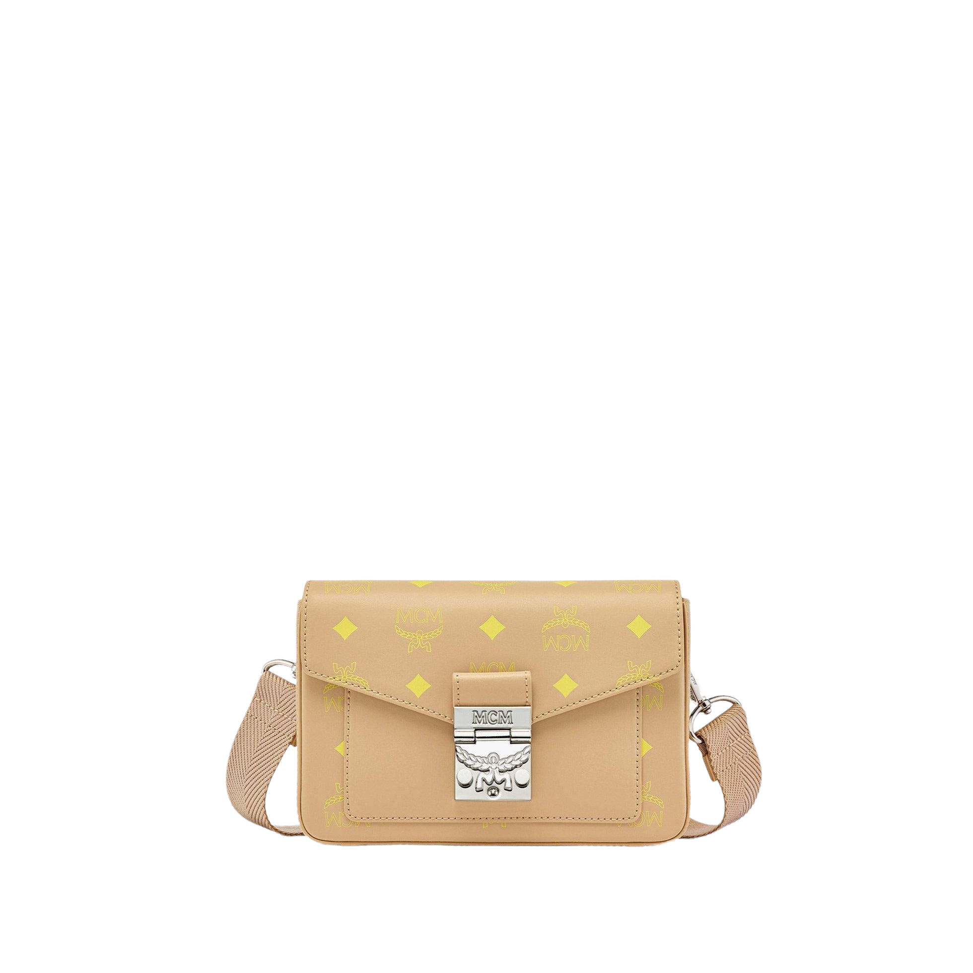 MCM MILLIE CROSSBODY SPLASH LOGO LEATHER BEIGE