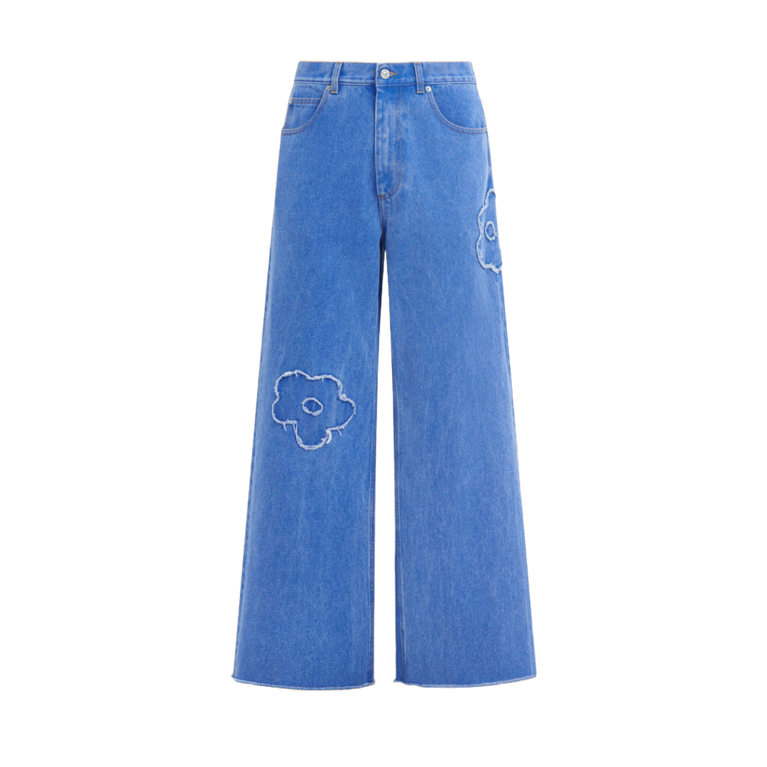 MID RISE BLUE JEANS WITH PATCH DETAIL