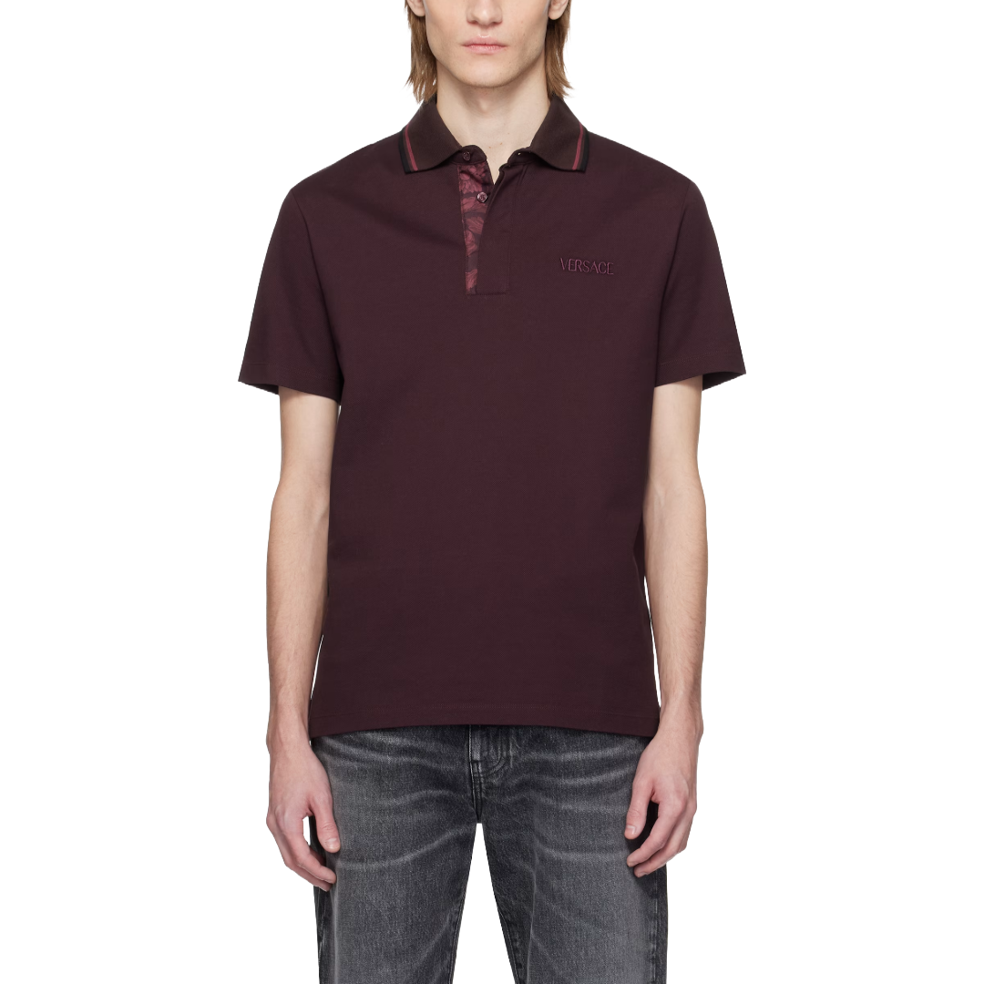 VERSACE BURGUNDY PIQUE POLO