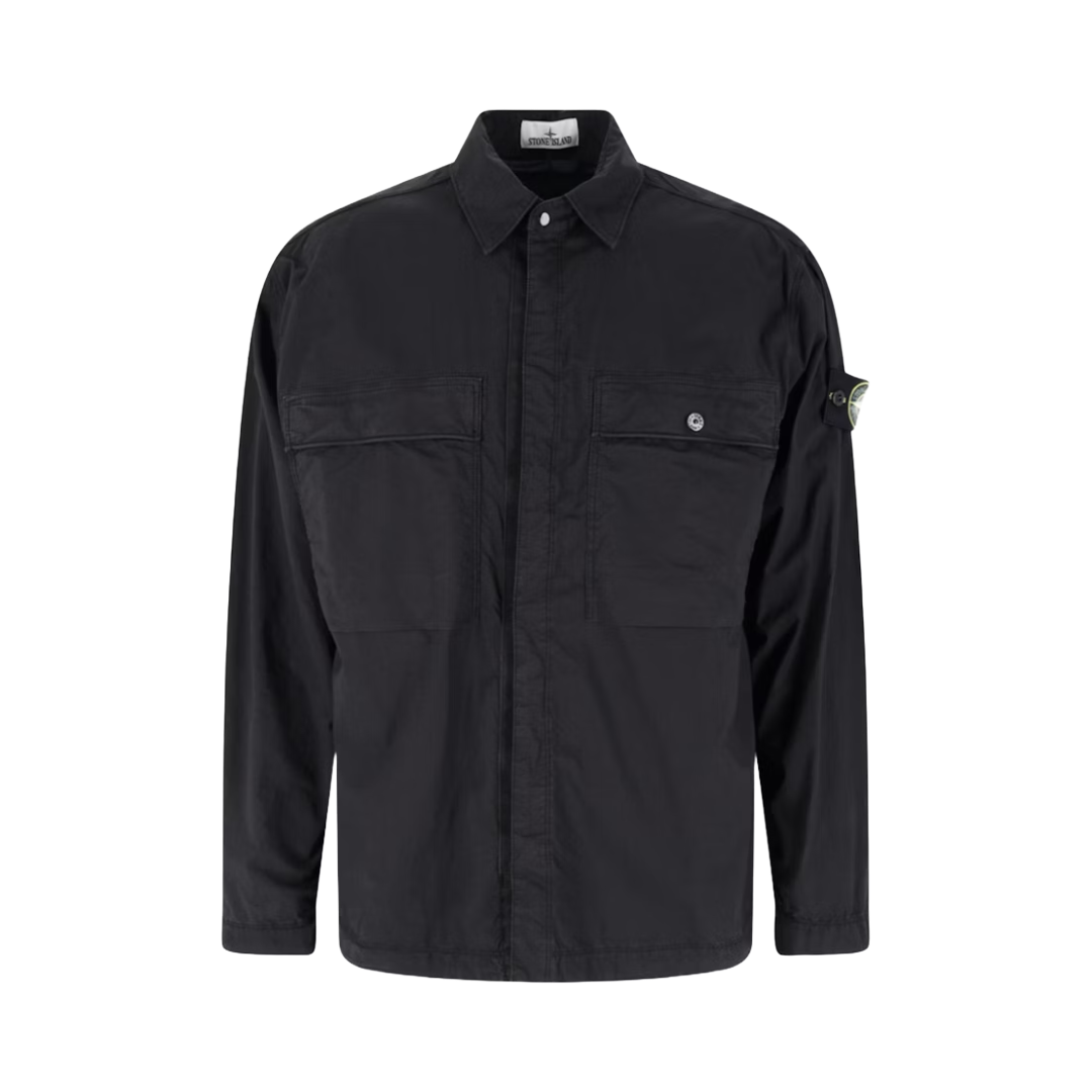 STONE ISLAND LOGO SHIRT JACKET BLACK