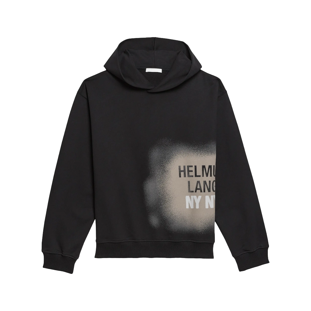 BLACK SPRAY RELAXED FIT COTTON HOODIE