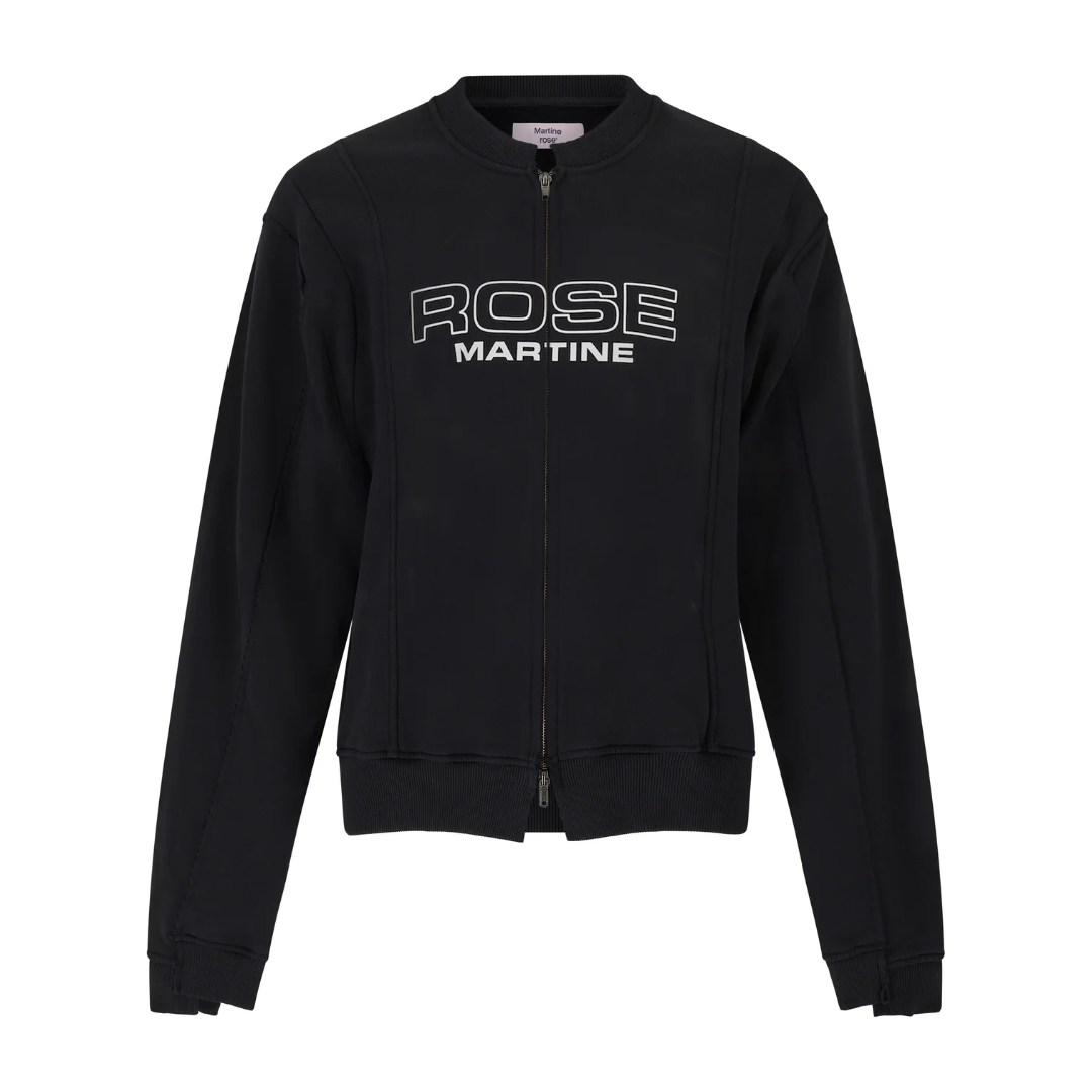 SHRUNKEN ZIP UP CREW IN BLACK