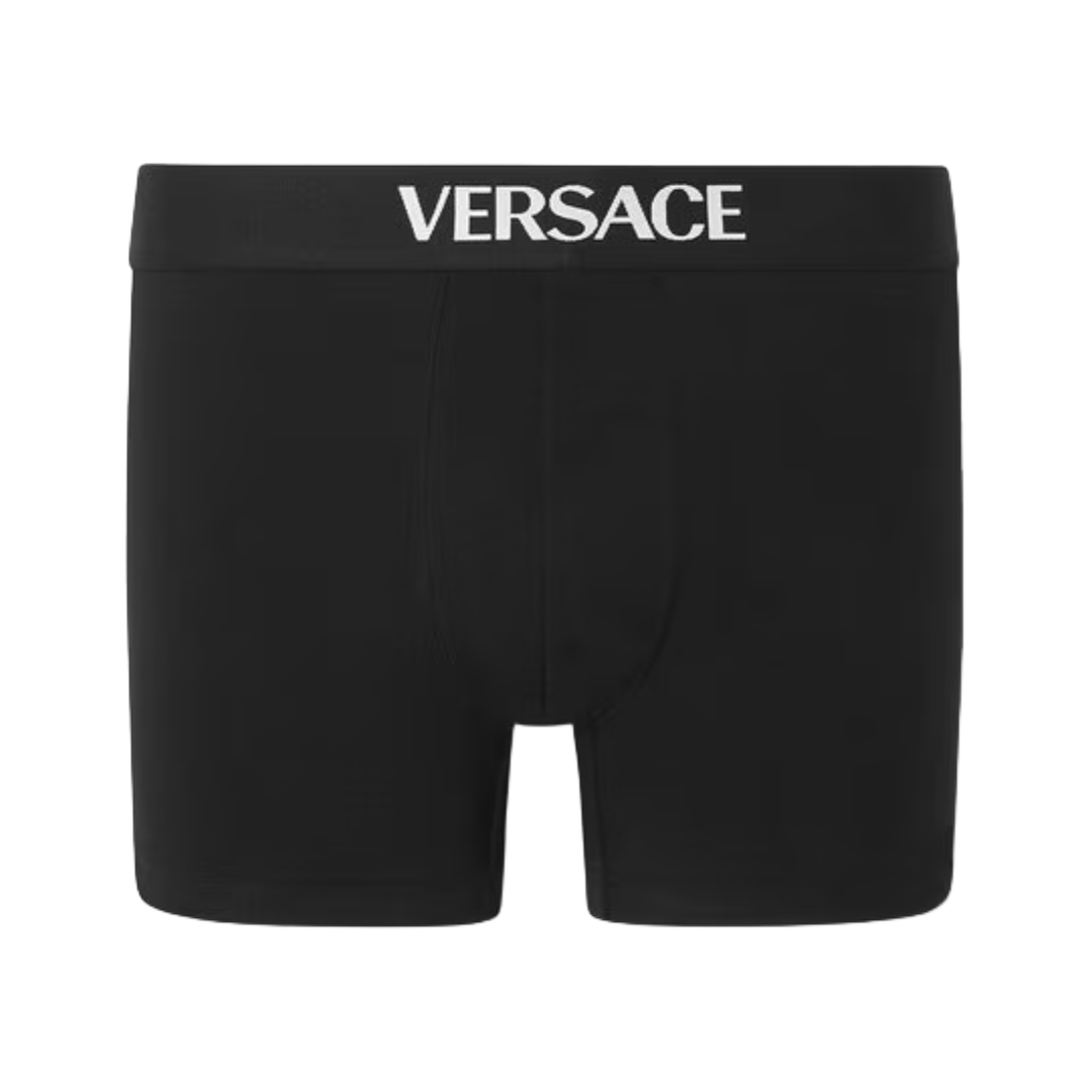 VERSACE LOGO LONG TRUNKS BLACK